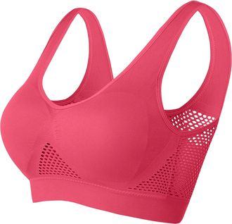 Generic Womens Sports Bras Plain Hollow Out Wide Shoulder Straps Elastic Wireless Removable Pads Support Running Gym Yoga High Impact Anti-Sagging Breasts For