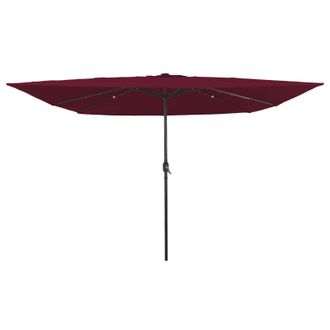 Berkfield Home Square Garden Parasol with LED Lights 295x245 cm Bordeaux Red