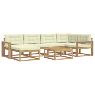 vidaXL Conjunto De Sof&aacute;s De Exterior 7 Pcs Blanco Y Crema Vidaxl