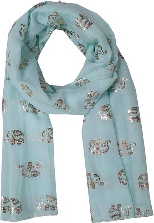World of Shawls Metallic Rose Gold Beautiful Thai Elephant Print Women Scarf Shawl Scarves Wrap Beach Cover Gift (Mint)