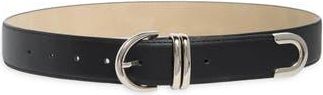 Steve Madden Feathered Edge Faux Leather Belt in Black/Silver at Nordstrom Rack, Size X-Large