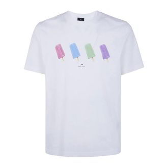 Paul Smith Tops, Heren, Wit, 2Xl, Katoen, Popsicle Grafische Print T-shirt