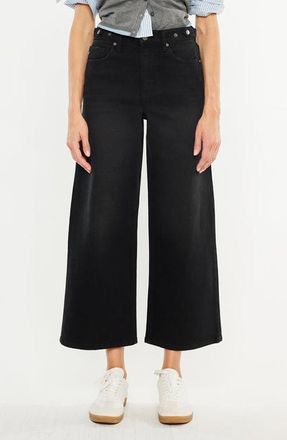 Kancan Victoria Ultra High Rise Cropped Wide Leg Jeans in Black at Nordstrom, Size 27