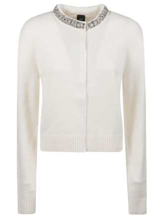 Pinko Colonia Cropped Embellished Fine Knit Sweater