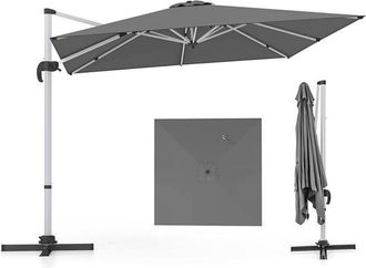 Costway Sombrilla Terraza Exterior Rectangular Con Base 3x3m, Parasol Jardin Excentrico, Rotaci&oacute;n De 360&deg;, Inclinaci&oacute;n Ajustable, Guarda Sol Jardin Exterior, 