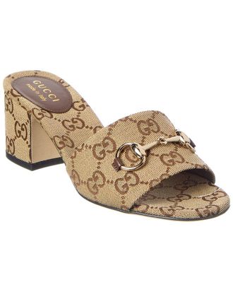 Gucci Horsebit Gg Canvas Sandal