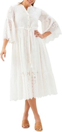 Karen Kane Tiered Cotton Eyelet Midi Dress in Off White at Nordstrom, Size X-Small