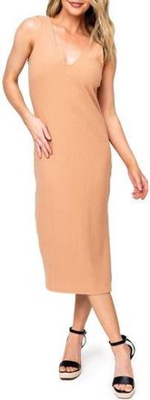 Gibsonlook Rib V-Back Midi Dress in Almond Bisque at Nordstrom Rack, Size Xx-Small