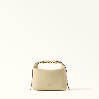 Furla Tonie Borsa A Spalla Cremino Beige Pelle Morbida Testurizzata Ares Donna
