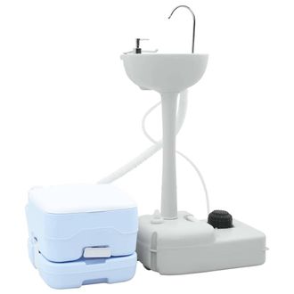 vidaXL Set Di Toilette Per Il Campeggio 2 Pz Blu E Bianco Vidaxl