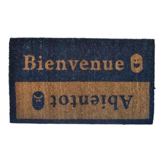 Imports Decor Bienvenue Abientot Coir Door Mat, French Welcome Goodbye Coconut Fiber Doormat with Non-Slip PVC Backing, Indoor Outdoor Entrance Rug