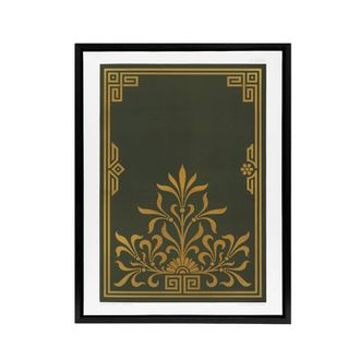 Artery8 Antique Art Deco Botanical Pattern Audsley Framed Canvas Wall Art in Green | Size: W24 x H32