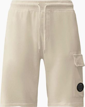 C.P. Company Mens Light Fleece Lens Pocket Gauze White Cargo Shorts - Size: 35/34/32