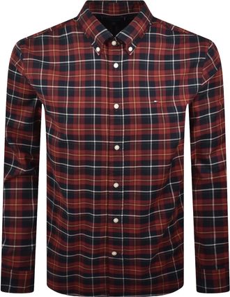 Tommy Hilfiger Mens Long Sleeve Tartan Shirt - Red - Size Small