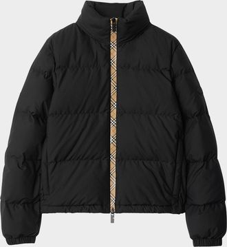 Burberry Ambleside Check Zipper Puffer Jacket With Hood