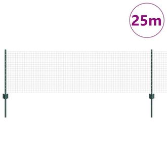 Berkfield Home Full Welded Wire Fence with 11 U Posts Green 0.6x25 m Steel
