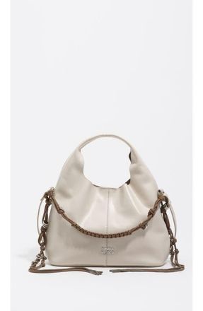 Bimba & Lola Leather Plaited Handle Paper Bag in Ivory at Nordstrom
