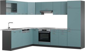 Vicco Cocina Esquinera R-line, Gris Azulado/antracita, 227 X 287 Cm, Et M&aacute;rmol