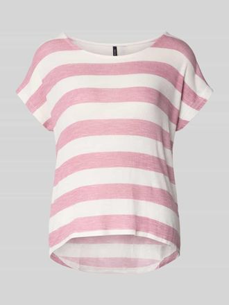 Vero Moda Boxy Fit T-Shirt aus Viskose-Mix Modell WIDE STRIPE in Rosa, Gr&ouml;&szlig;e XL