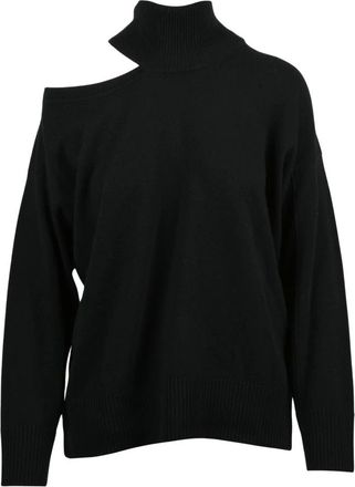 Alpha Studio Truien & Vesten, Dames, Zwart, S, Wol, Asymmetrische Pullover
