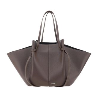 Yuzefi Grote Mochi Leren Schoudertas - Dames - Tassen - Bruin - Maat: ONE Size Zijde