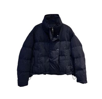 Generic Womens Stand Collar Short Plaid Warm Down Jacket, Zippered Parka, Thickened Outerweart Black