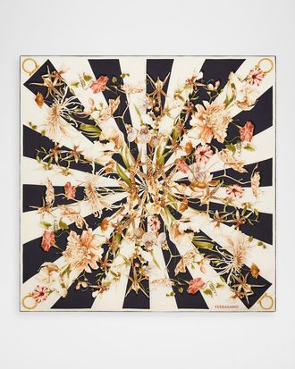 Ferragamo Floral Gaia Silk Square Scarf