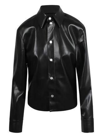 Nanushka classic-collar buttoned shirt - women - Recycled Polyester - L - Black