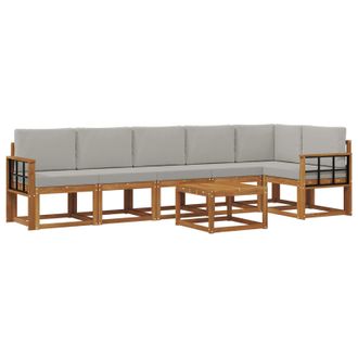 vidaXL Conjunto De Sof&aacute;s De Exterior 7 Pcs Gris Natural Y Claro Vidaxl