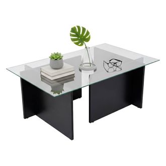 Dmora Mesa De Caf&eacute; Illasi, Mesa De Centro Baja, Revistero Para Sof&aacute;, Estante De La Sala De Estar, 105x65 H40 Cm, Negro - Dmora