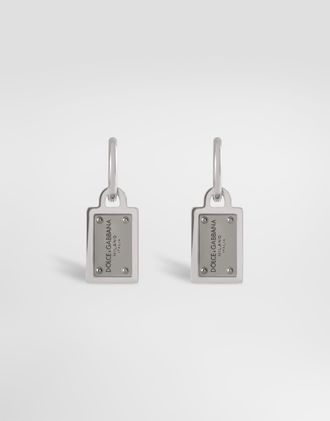 Dolce & Gabbana Earrings With Logo Tag - Man Bijoux Silver Metal Onesize