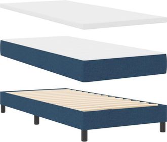 vidaXL Box Spring Bed with Mattress Blue 80 x 200 cm Fabric Vidaxl