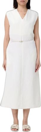 Fabiana Filippi Viscose en Linnen Jurk - Dames - Jurken - Wit - Maat: XS Linnen