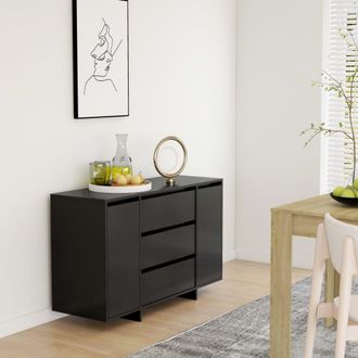 Berkfield Home Sideboard with 3 Drawers Black 120x41x75 cm Engineered Wood | Size: 120 x 41 x 75 cm