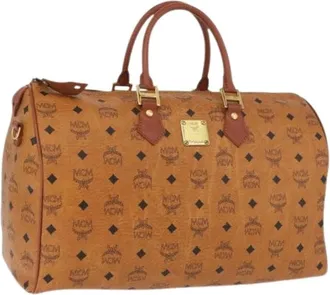 MCM Pre-owned Weekend Bags, female, Brown, Size: ONE SIZE Pre-owned Boston Bag