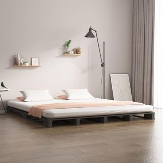 Berkfield Home Pallet Bed Grey 140x190 cm Solid Wood Pine