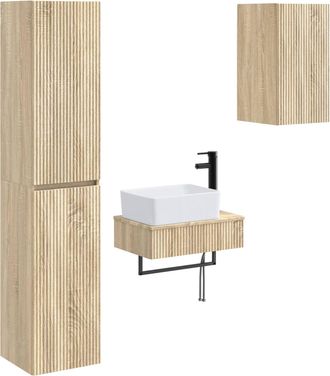 vidaXL Juego De Muebles De Ba&ntilde;o 3 Uds. Roble Sonoma 33 X 34,5 X 160 Cm Vidaxl