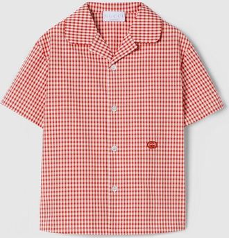 Gucci Kids - Gingham Cotton Shirt, Size 10 years, Red, Ready-to-wear