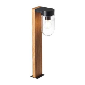 Brilliant Cabar Borne Ext&eacute;rieure - Coloris Bois Fonc&eacute;/noir - M&eacute;tal/verre E27 1x40w