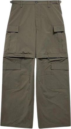 Balenciaga Ripstop Unisex Cargo Broek - Dames - Wijde Broeken - Groen - 2XS - Polyester - Broeken
