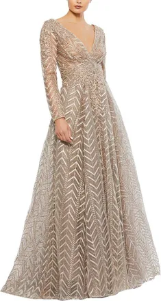 Mac Duggal Embellished Illusions Wrap Ballgown