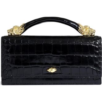 Alexis Bittar Lioness Croc Embossed Leather Bag in Black at Nordstrom