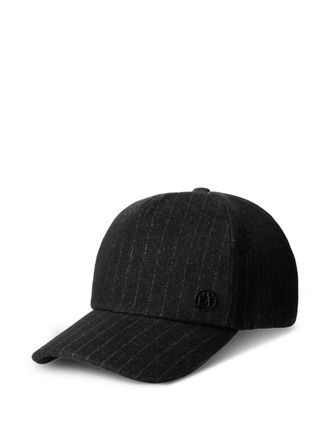 Maison Michel pinstriped logo-plaque cap - Black