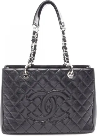 Chanel Black Grained Calfskin Handbag Tote Bag (Pre-Owned)