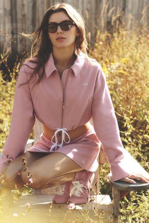 Alo | Cropped Fan Favorite Full Zip Jacket in Vintage Pink, Size: Medium