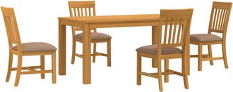 vidaXL Conjunto De Comedor 5 Uds. Gris Madera De Roble S&oacute;lido Vidaxl