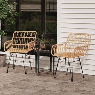 vidaXL Vidaxl - Sillas De Jard&iacute;n Con Reposabrazos 2 Uds Rat&aacute;n Pe 56x64x80 Cm
