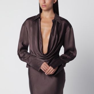 Andamane Camicia con scollo profondo rouge noir in raso