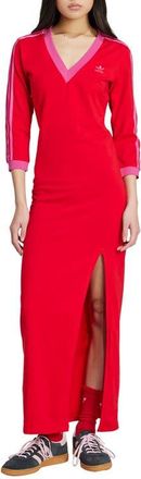 adidas Adicolor Classics 3-Stripes Maxi Dress in Scarlet/Semi Lucid Fuchsia at Nordstrom, Size Medium