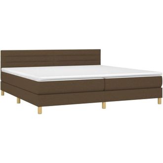 vidaXL Vidaxl - Cama Box Spring Con Colch&oacute;n Led Tela Marr&oacute;n Oscuro 200x200 Cm